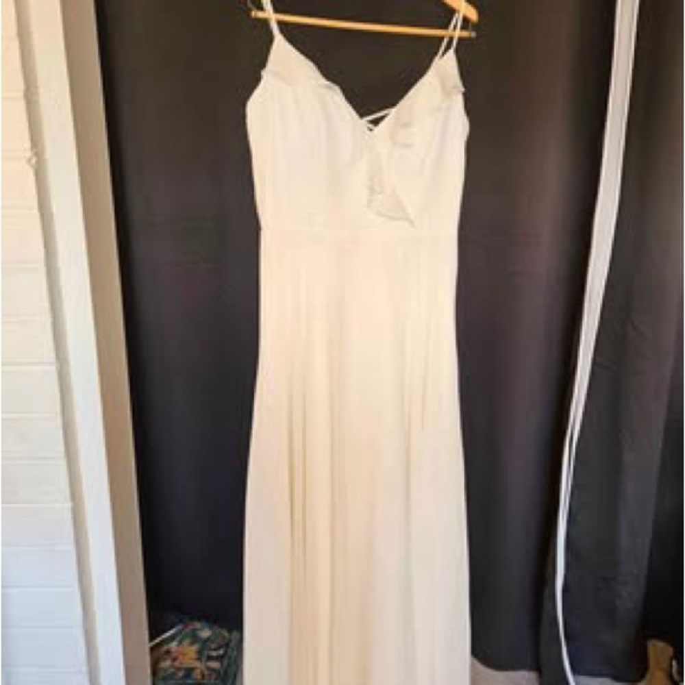 White formal dress with straps and corset back- Sz 14- evening, wedding, boho